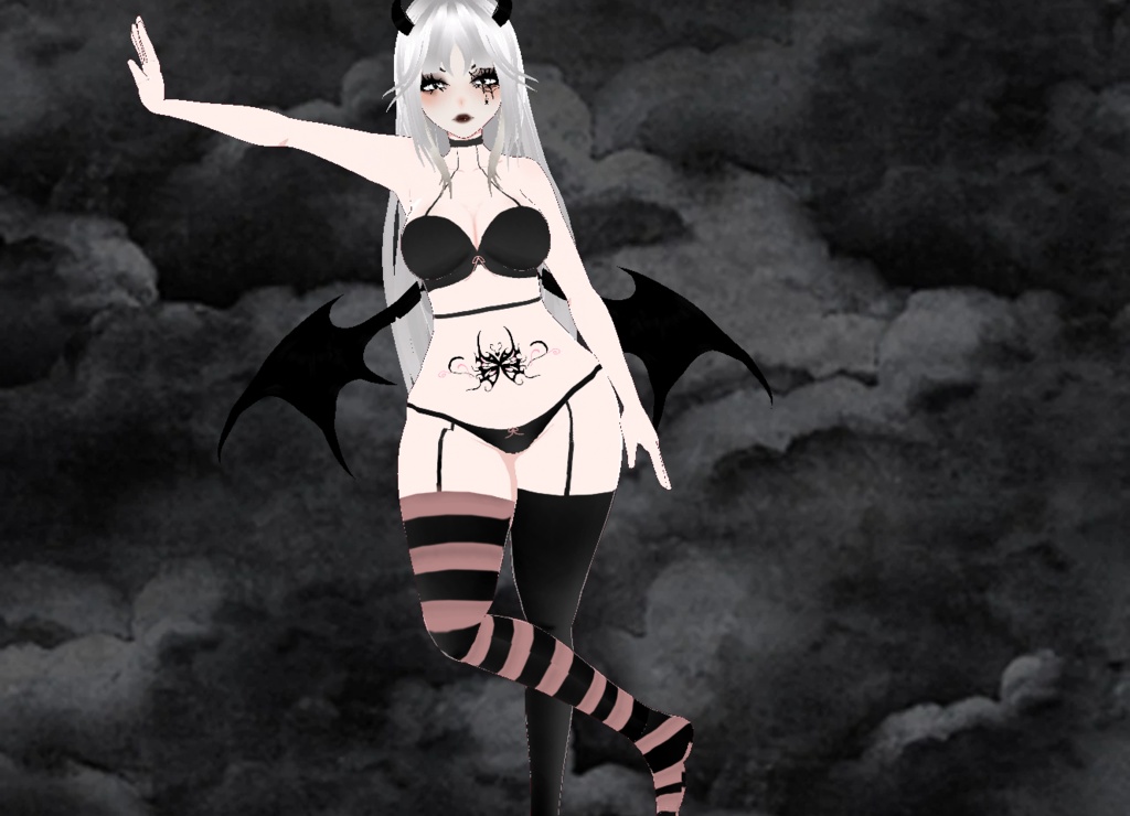 【VRoid】Pink Stripe Set