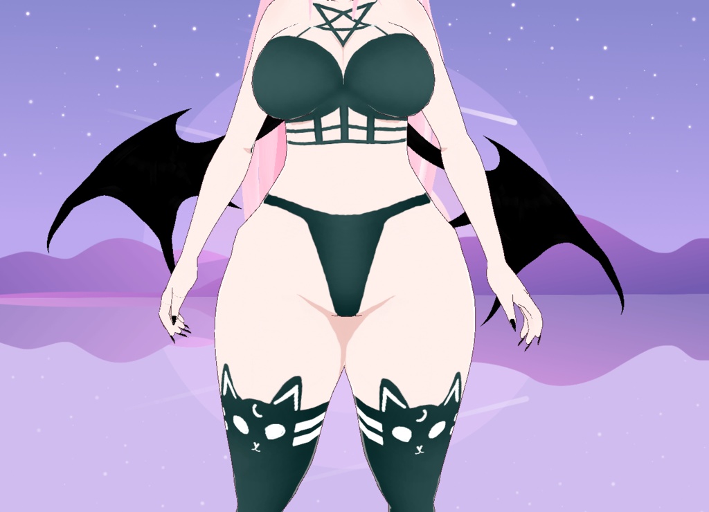 【VRoid】Goth Cat Set