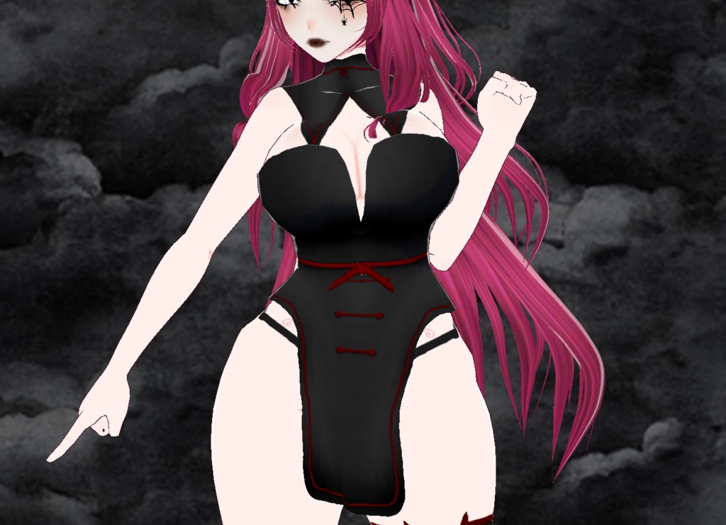 【VRoid】Black&Red Ribbon Dress