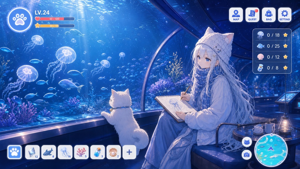 【無料BGM】Moonlit Aquarium｜夜の水族館のかわいいゲームBGM 14曲