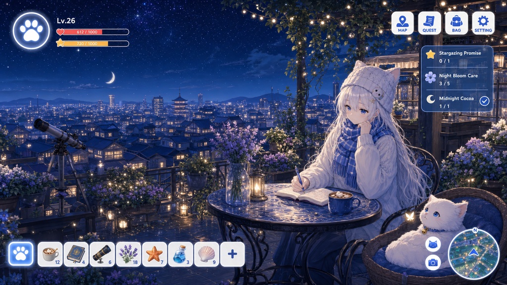 【無料BGM】Starry Cafe Save｜星明かりの屋上カフェのかわいいゲームBGM 14曲