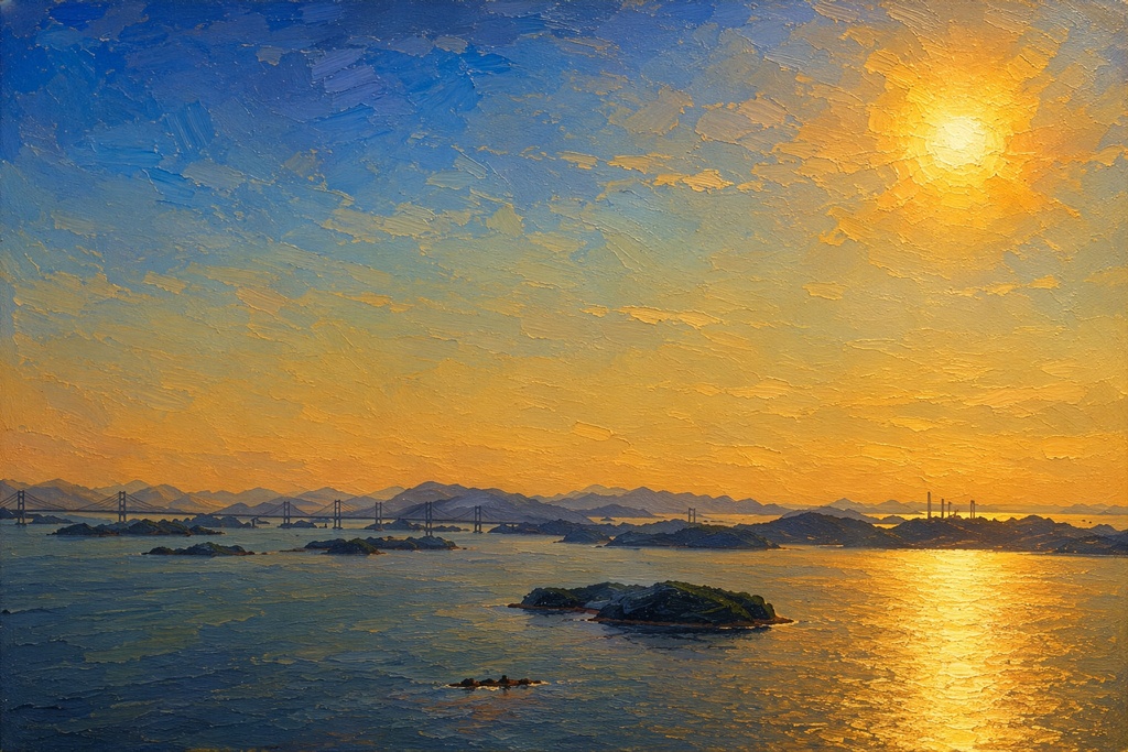 王子が岳の夕景（油絵）