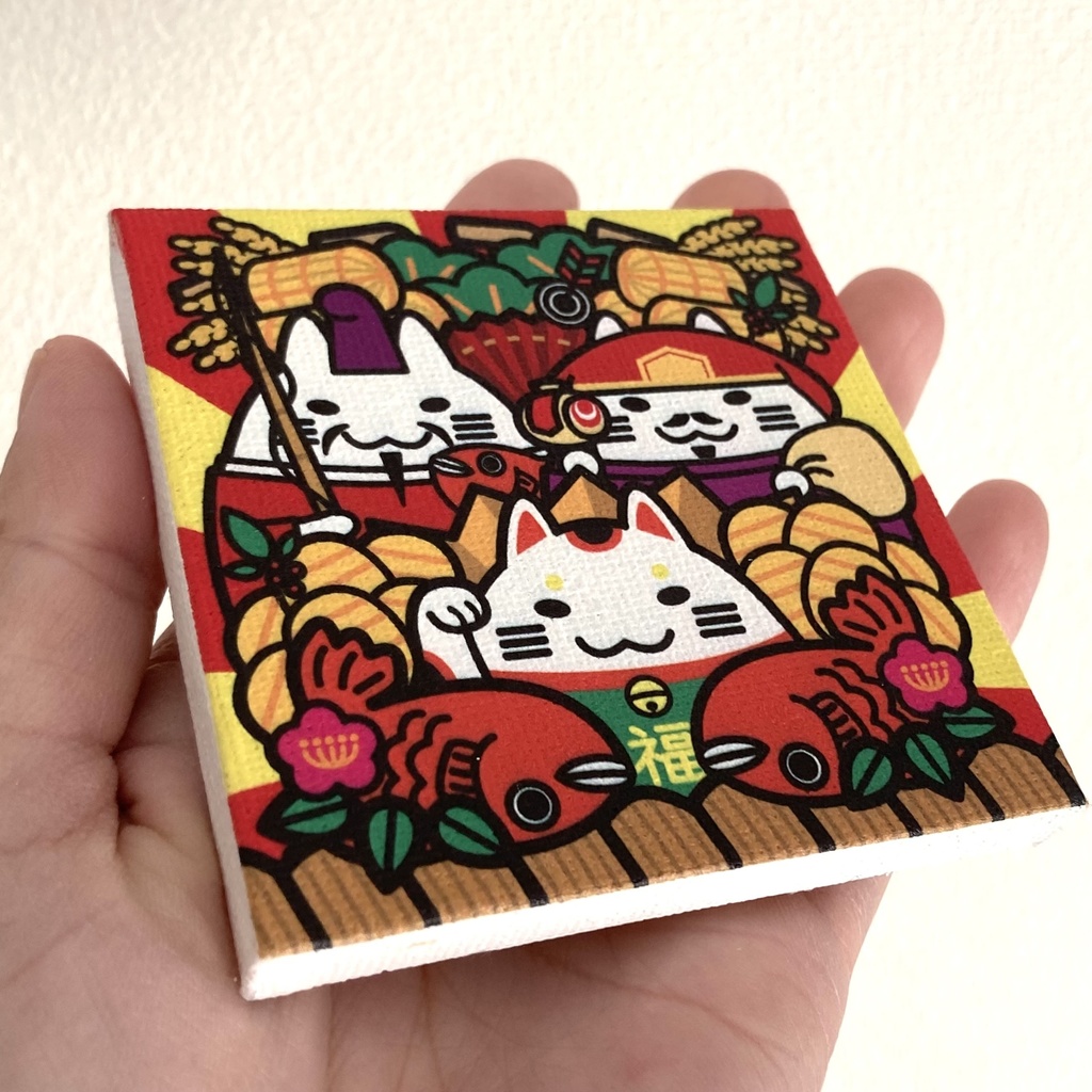 招福熊手2023☆ミニキャンバスアート