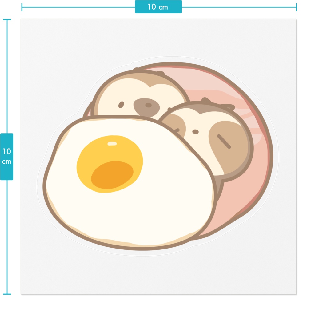 ふんわりハムたまご ステッカー クリア / ホワイト