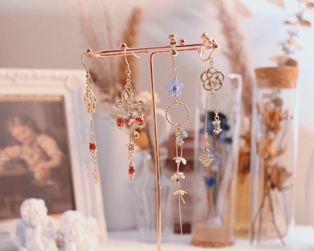 【アクセサリー】梅咲・津軽モチーフ イヤリング&ピアス【またたび5周年記念】