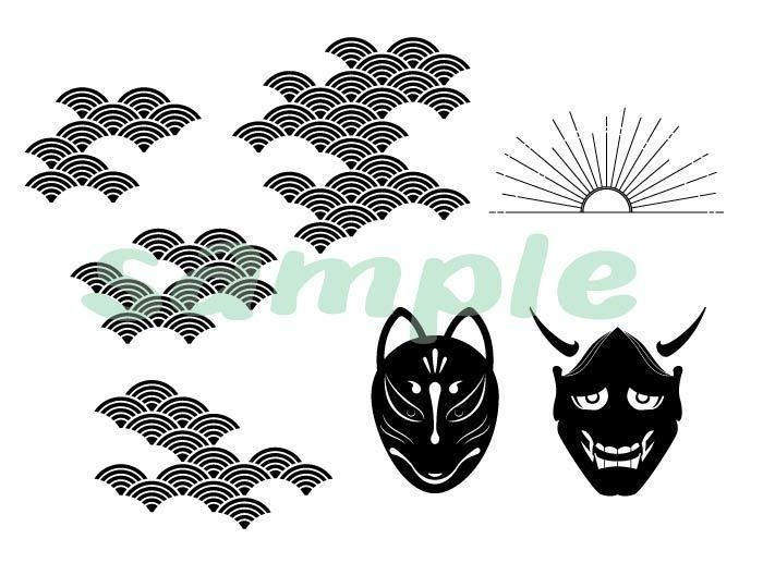 素材「和風と太陽と月の素材集」