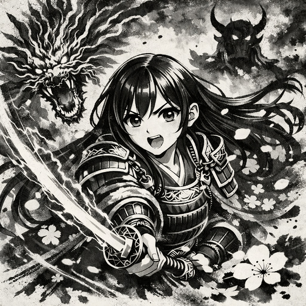 月下の龍剣姫~墨絵風~
