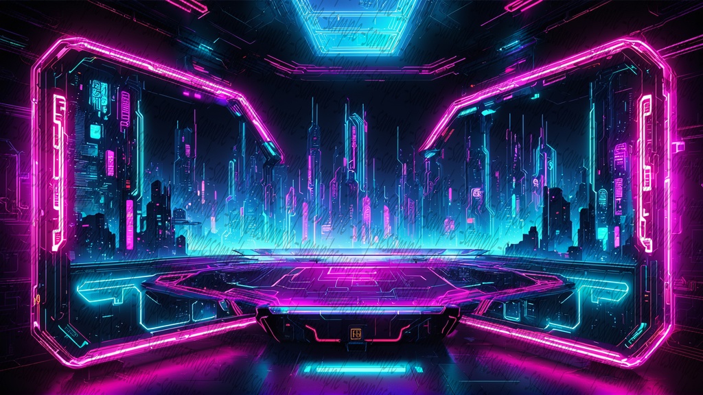 【商用可能】高品質フルHD背景画像 - [サイバーパンクのテーマ]