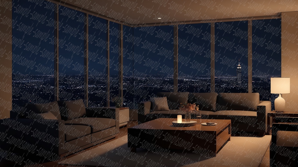 【商用可能】高品質フルHD背景画像 - [ロマンチック・都会的な雑談配信背景（夜バージョン）]　単品販売