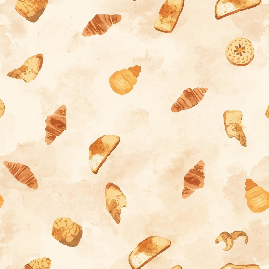 水彩クロワッサン＆パンのデジタルペーパー