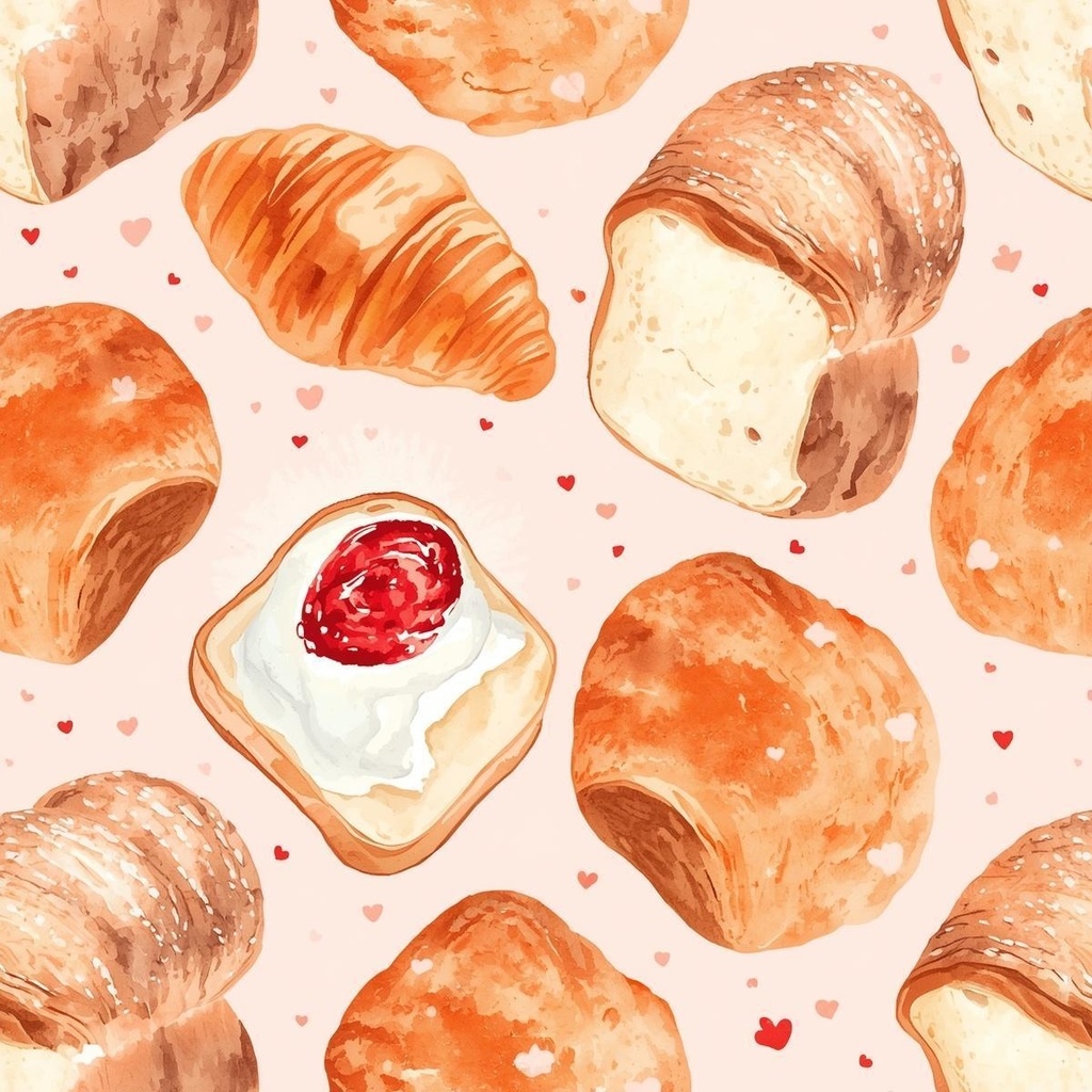 かわいいパンの背景セット