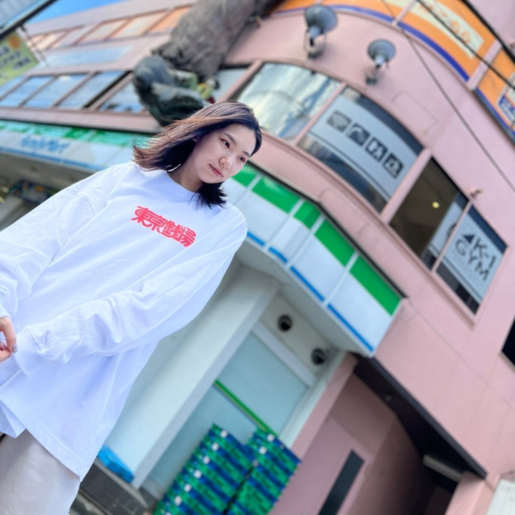 東京銭湯 ロングTシャツ【FRONT / PINK】ビックシルエット【銭湯・サウナ】