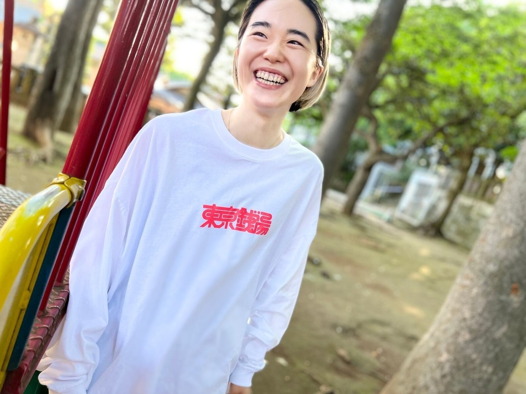 東京銭湯 ロングTシャツ【FRONT / PINK】ビックシルエット【銭湯・サウナ】