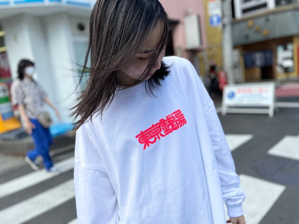 東京銭湯 ロングTシャツ【FRONT / PINK】ビックシルエット【銭湯・サウナ】