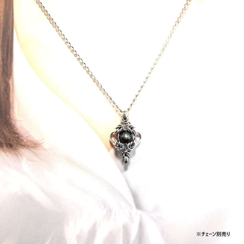 ブラック シラー アクアマリン ペンダントトップ