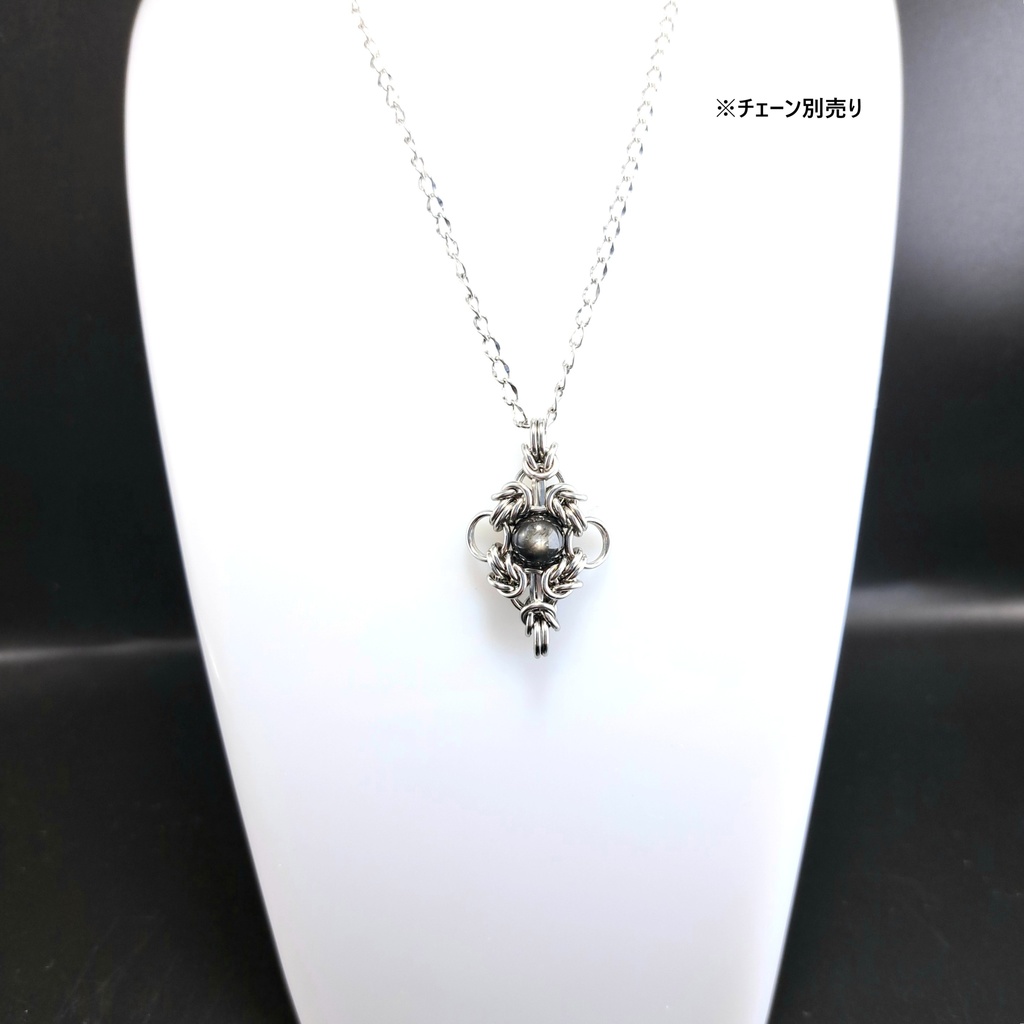 ブラック シラー アクアマリン ペンダントトップ