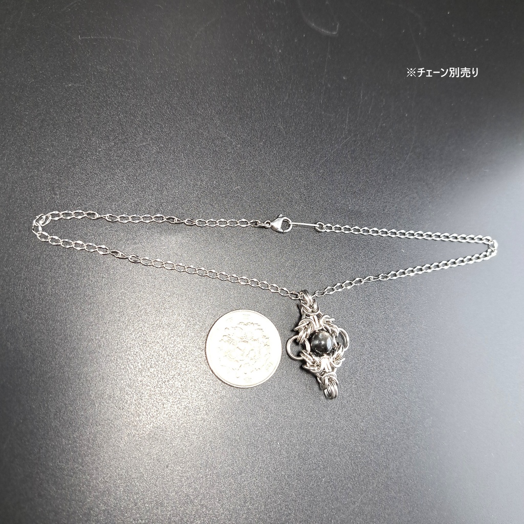 ブラック シラー アクアマリン ペンダントトップ