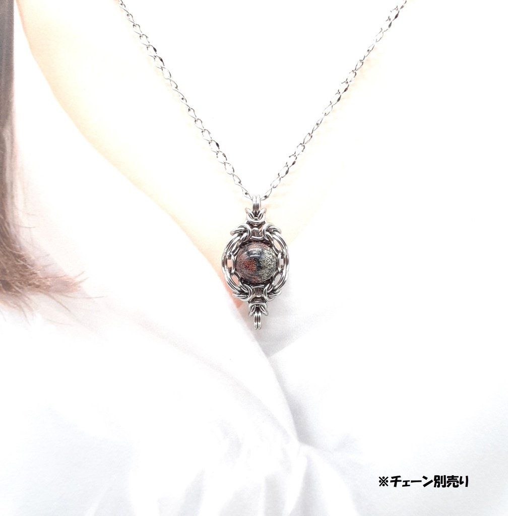 フラワー オブシディアン ペンダントトップ