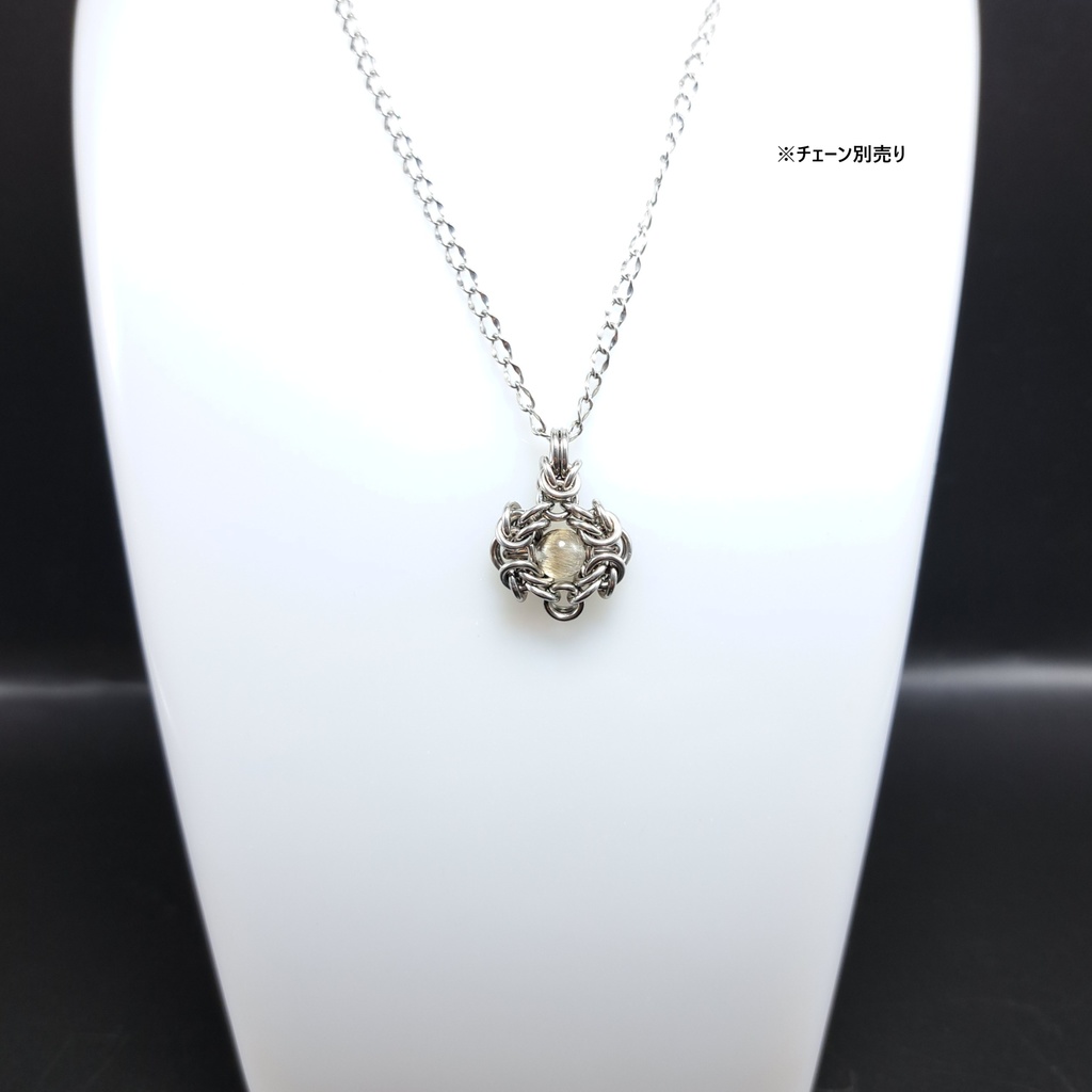 重厚がある輝き! プラチナルチルクォーツ ペンダントトップ