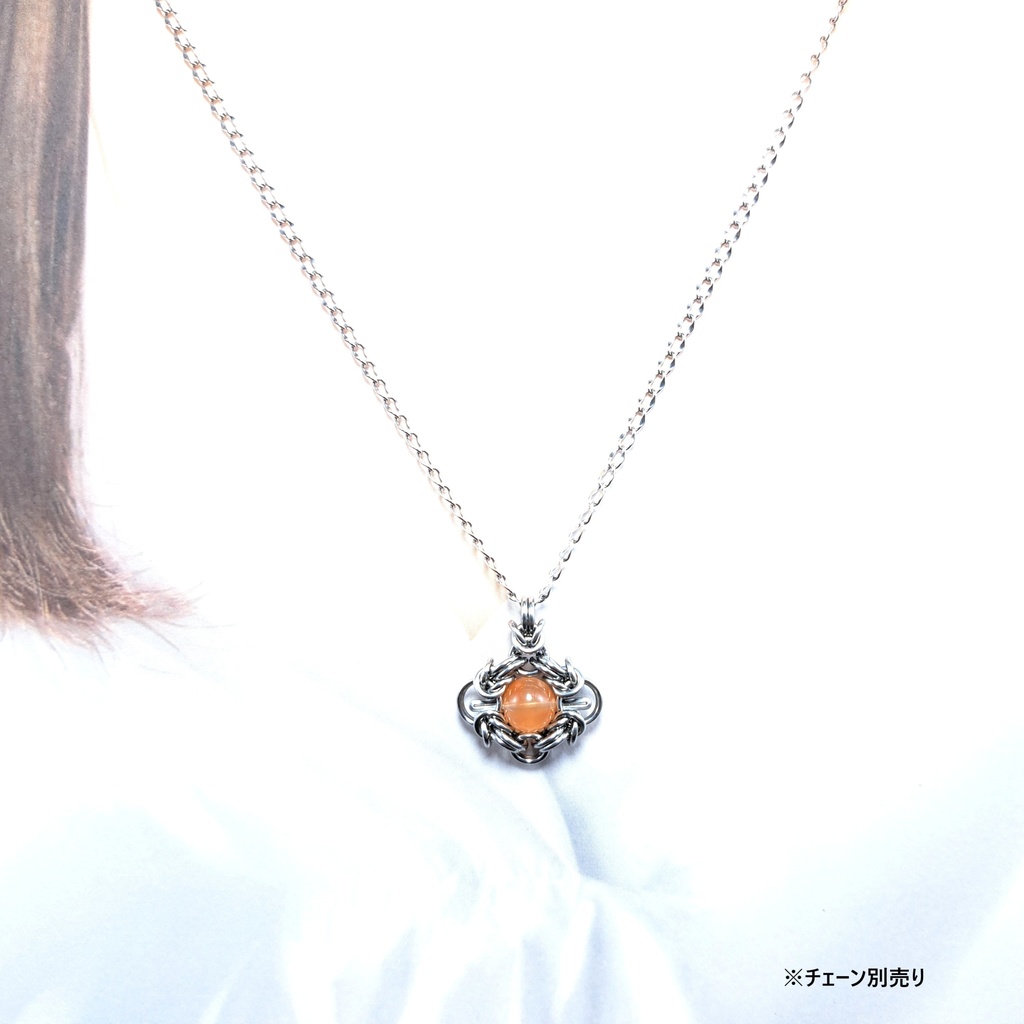 オレンジ ラビットヘア クォーツ ペンダントトップ