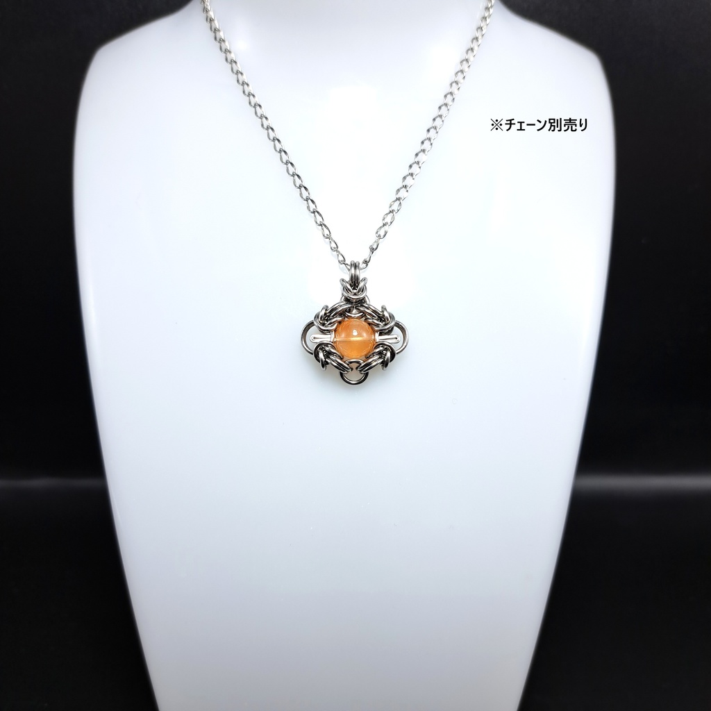 オレンジ ラビットヘア クォーツ ペンダントトップ