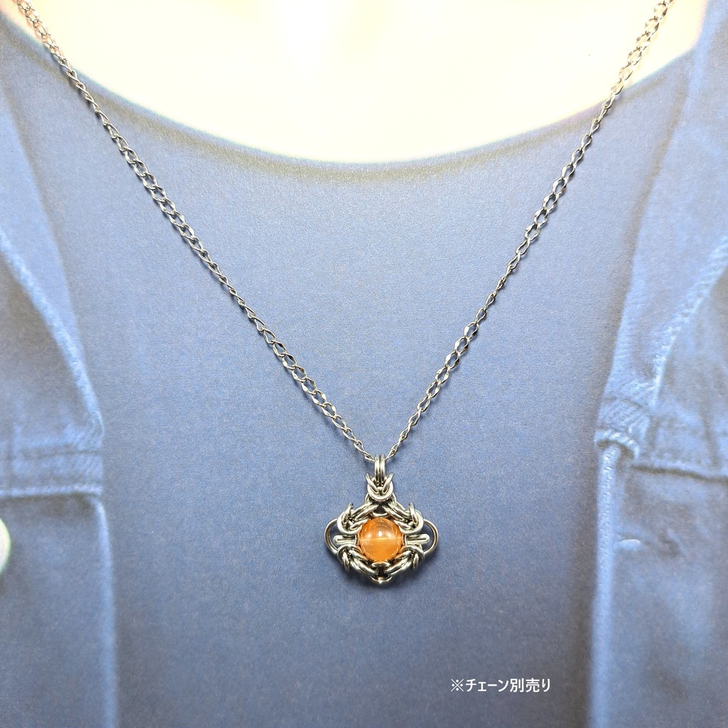 オレンジ ラビットヘア クォーツ ペンダントトップ