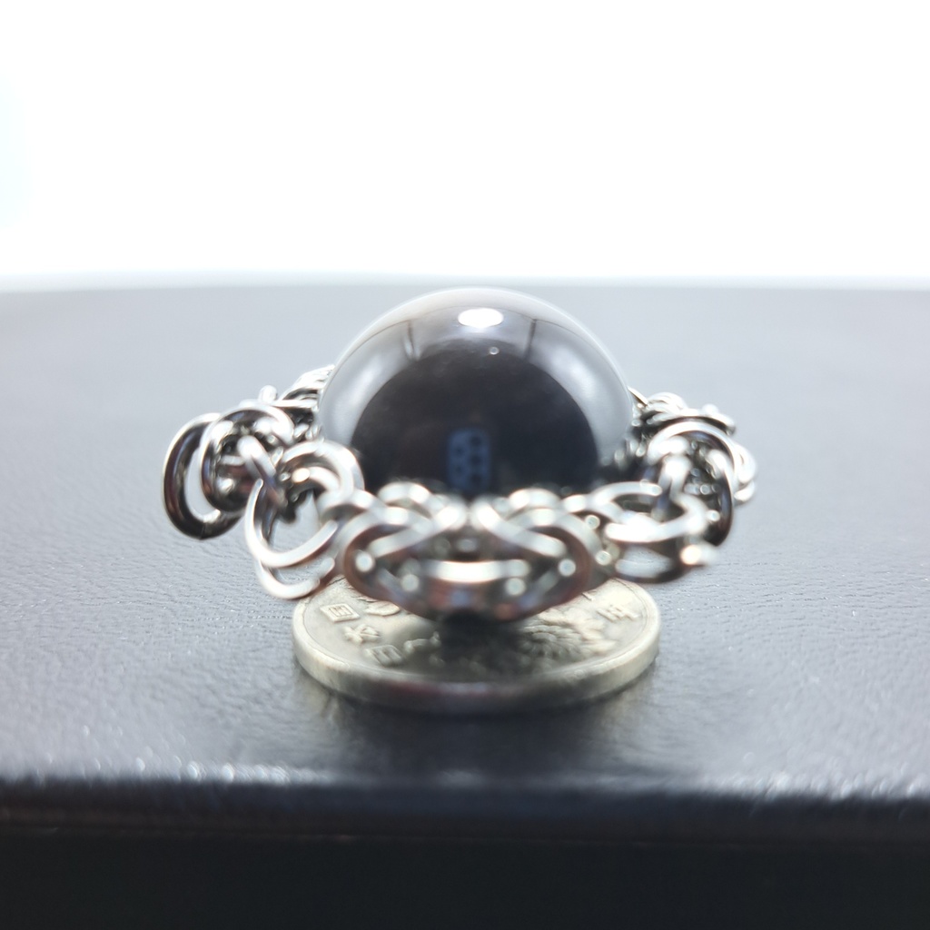 巨大珠! シルバー オブシディアン ペンダントトップ
