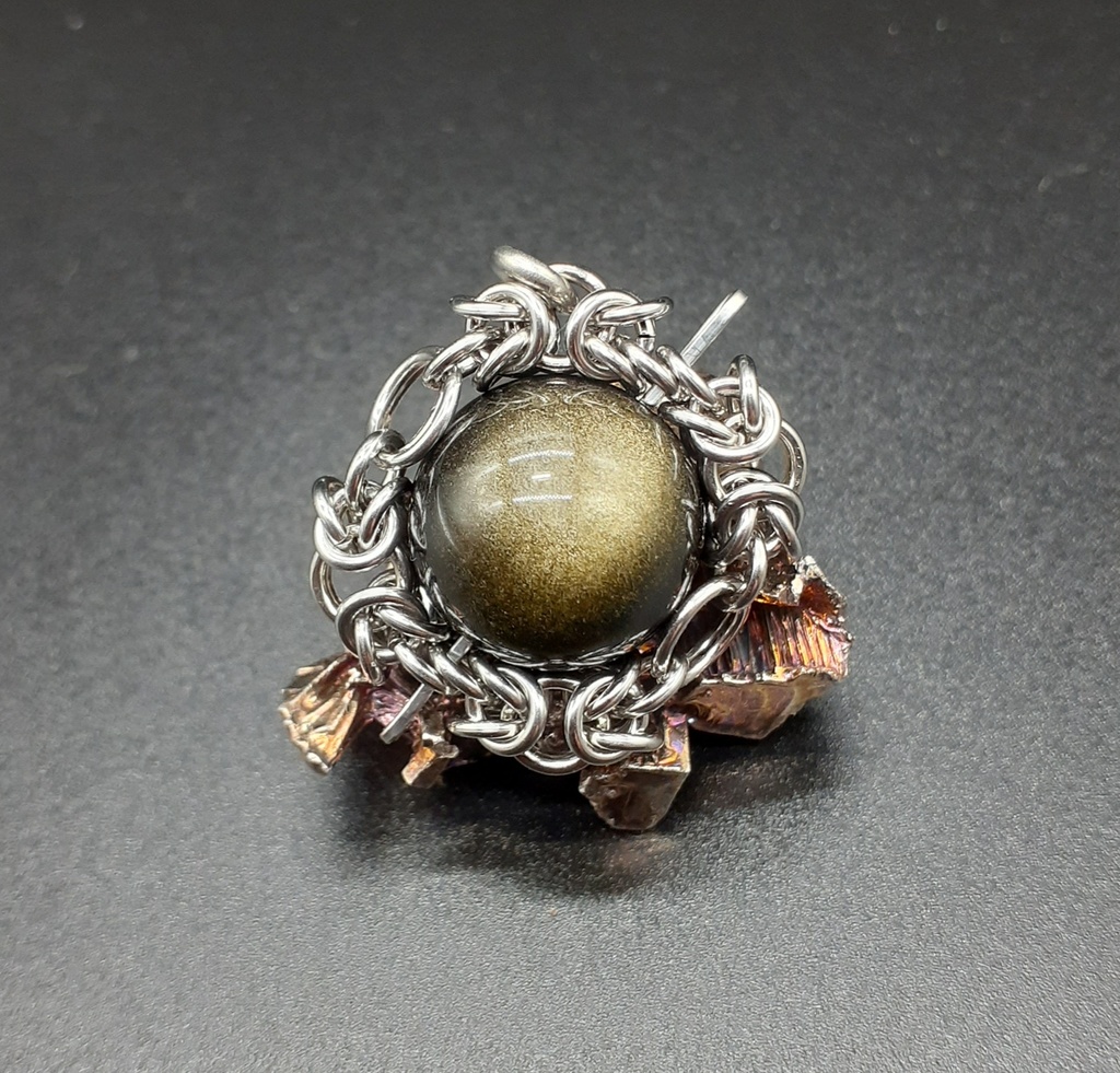 上品な金色の輝き！ ゴールデン オブシディアン ペンダントトップ