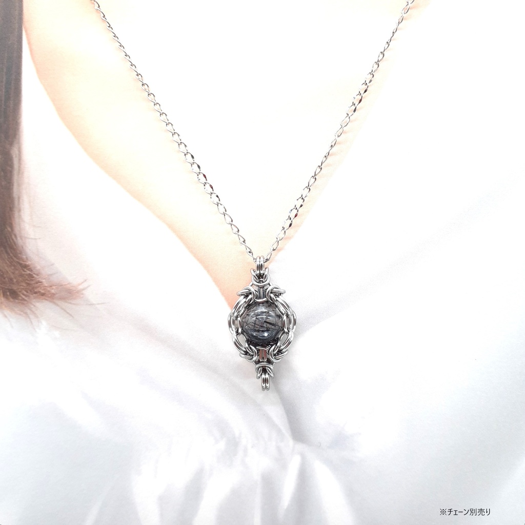 漆黒針! ブラックトルマリン イン クォーツ ペンダントトップ