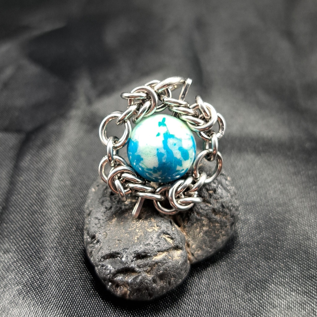 白と水色の模様が美しい! クリソコラインクオーツ（シュードモルフ） ペンダントトップ