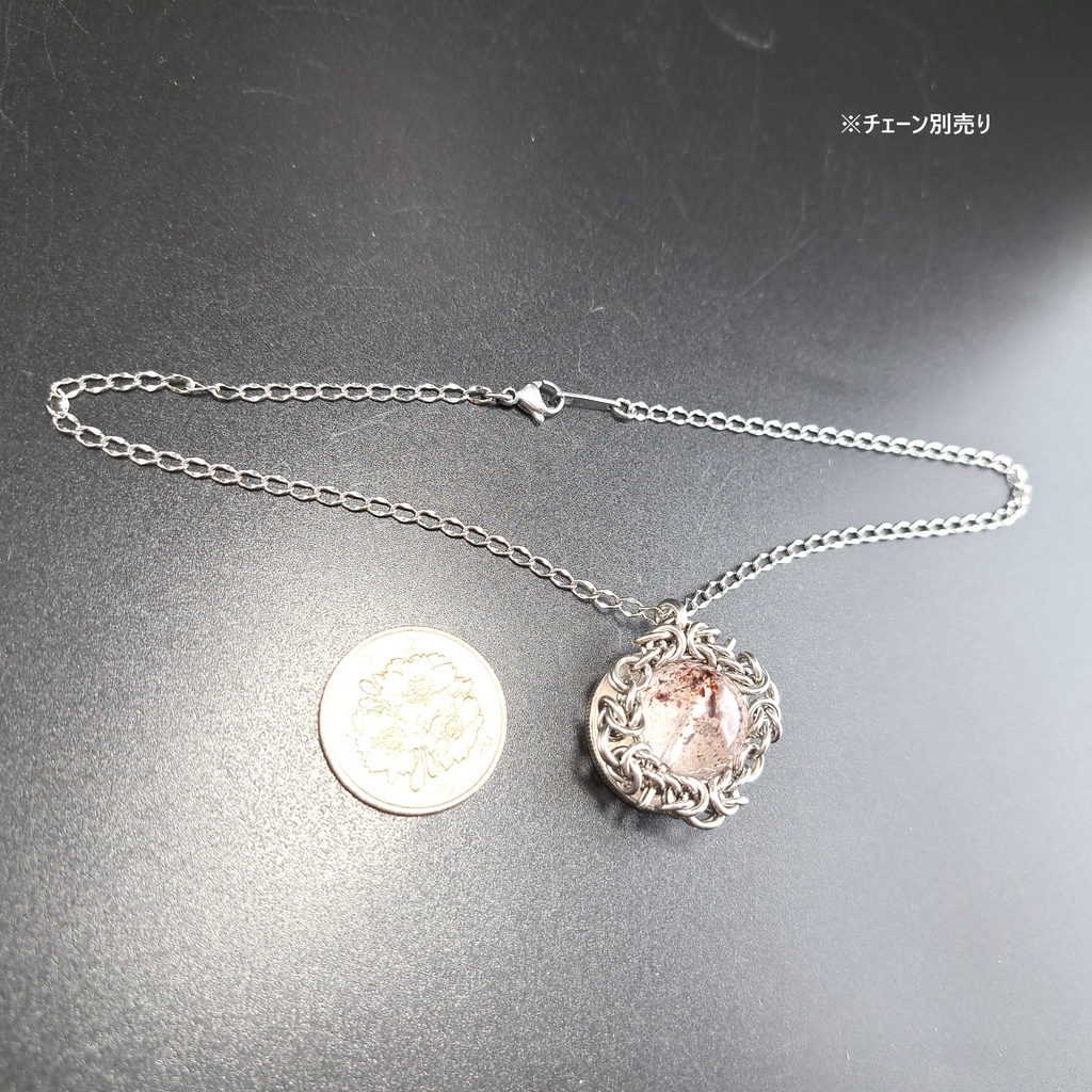 大珠で迫力満点! ファイアー クォーツ(レピドクロサイトインクォーツ)ペンダントトップ