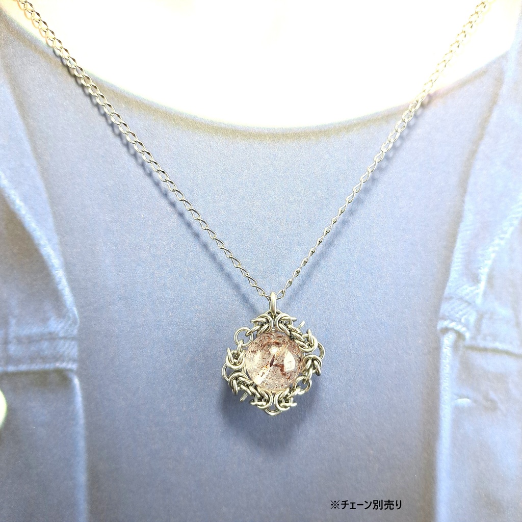 大珠で迫力満点! ファイアー クォーツ(レピドクロサイトインクォーツ)ペンダントトップ