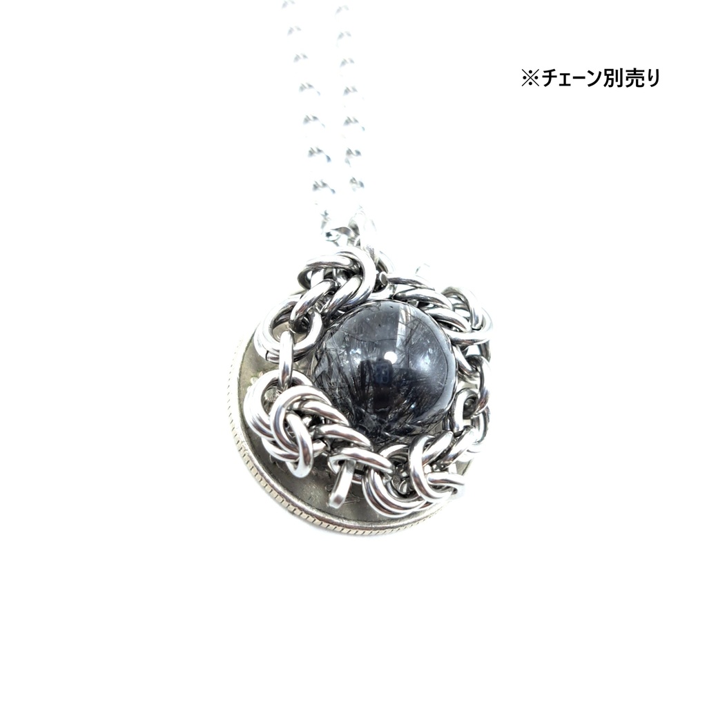 漆黒針! ブラックトルマリン イン クォーツ ペンダントトップ