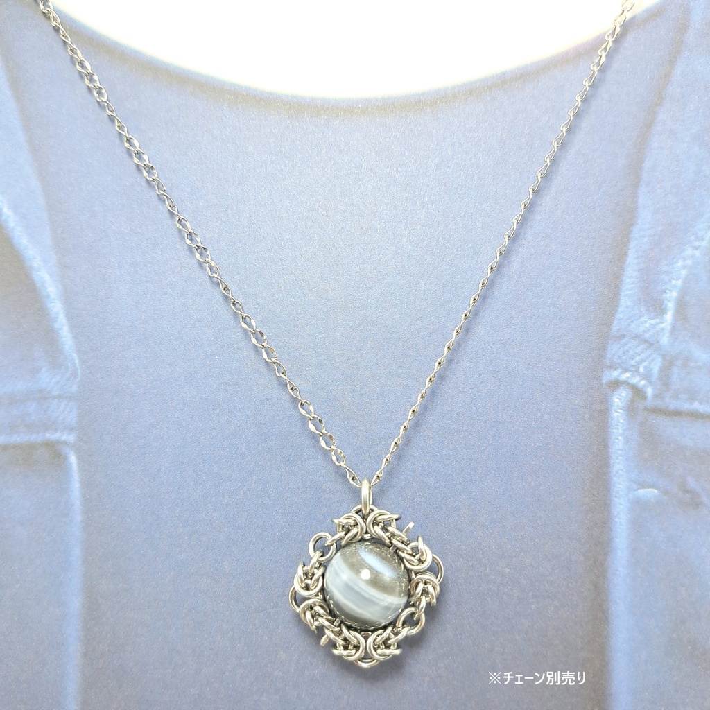 自然が織りなす芸術! ストライプ ブルー オパール ペンダントトッ