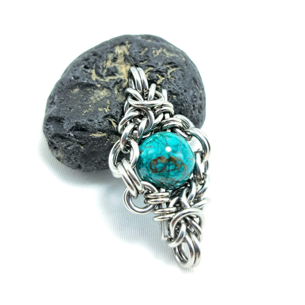 チョコミントのような色合い！ クリソコラ　ペンダントトップ