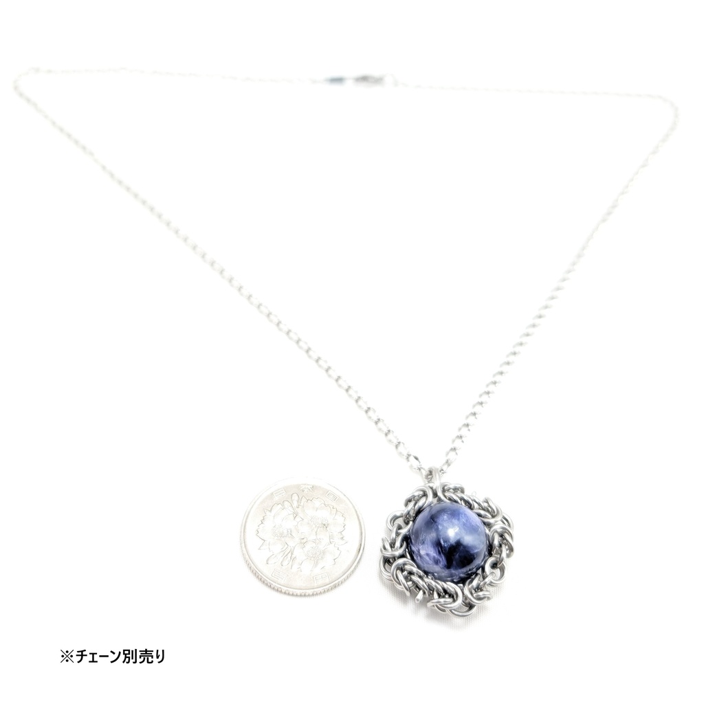 鮮やかな青紫と白のコントラストが綺麗! ブルー レピドライト シリカ ペンダントトップ