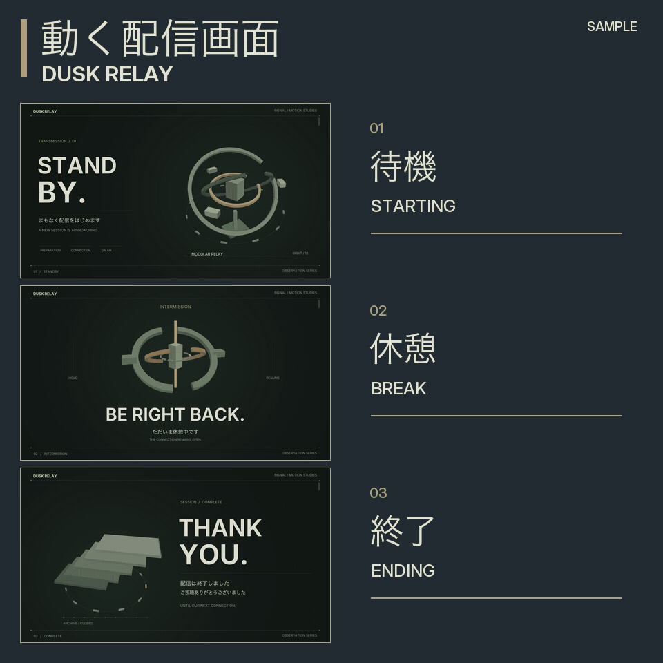動く配信画面｜機構がめぐるSF・3場面【無料版あり】DUSK RELAY