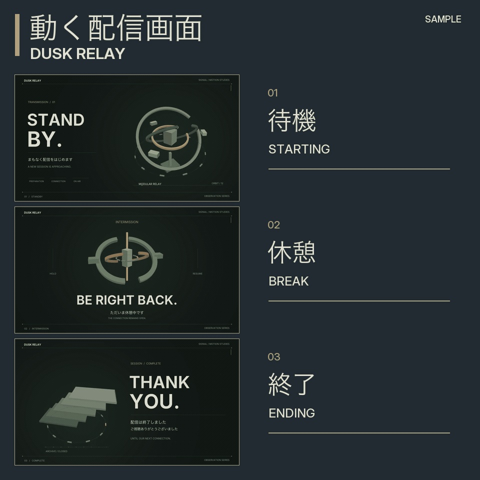 動く配信画面|機構がめぐるSF・3場面【無料版あり】DUSK RELAY