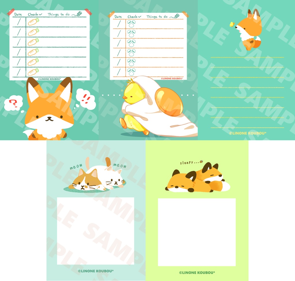 ミニ便箋【全11種・20枚入り・A7】