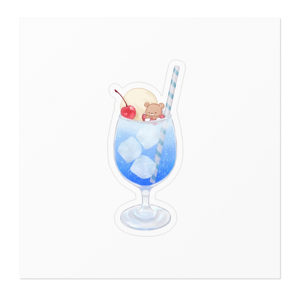 くまさん クリームソーダ ステッカー