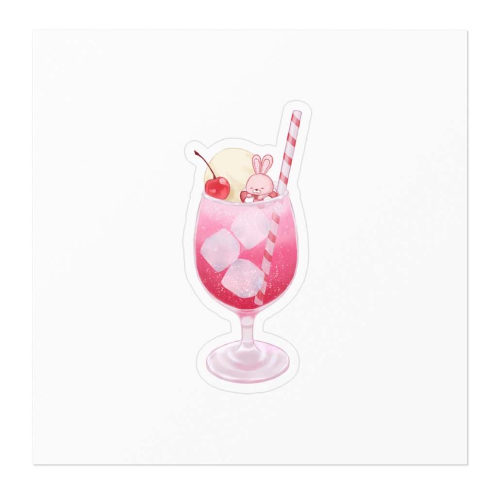 うさぎさん クリームソーダ ステッカー