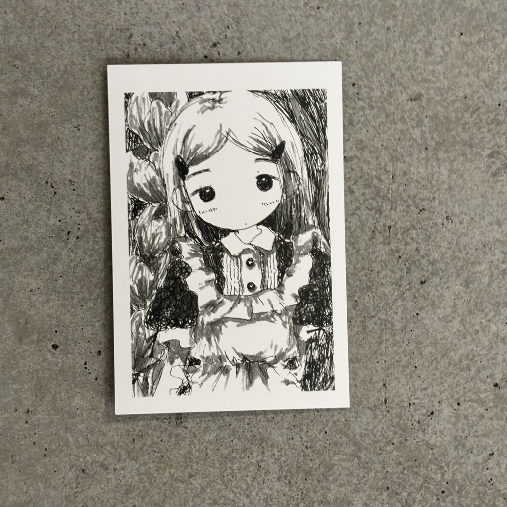ポストカード「メイドと花」