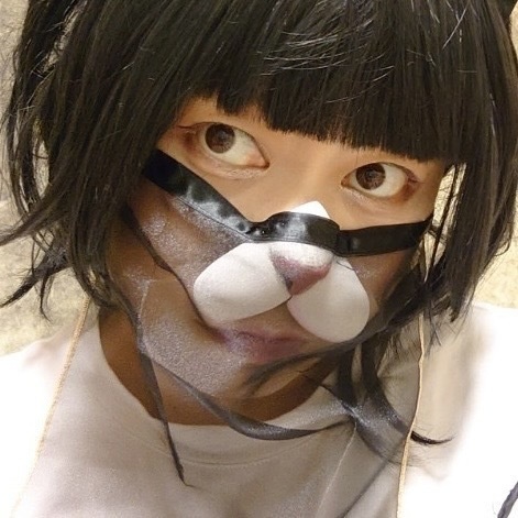 化け猫が人間に化ける時に鼻先が残ってしまったのを布面でごまかしている仮面