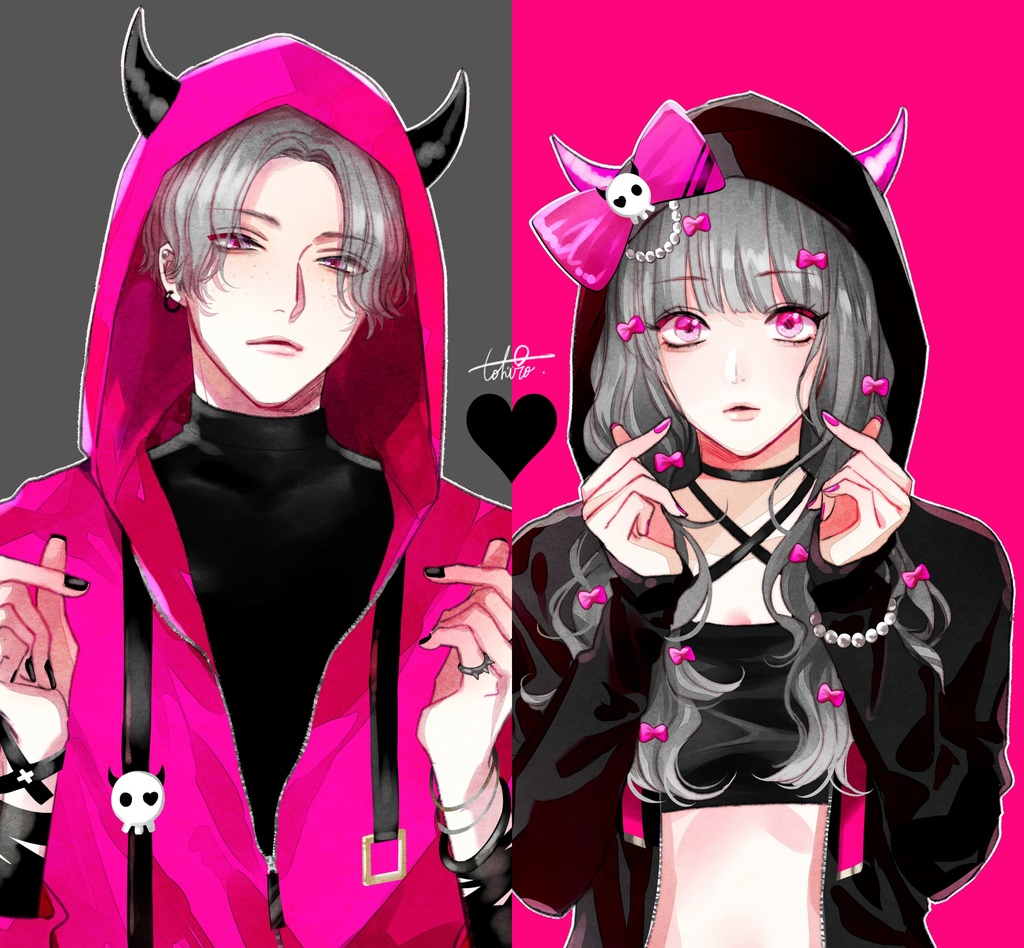 iphoneケース/悪魔パーカー双子