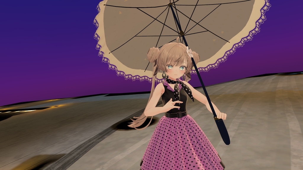 【VRChat想定】【期間限定無料】花柄レースの日傘