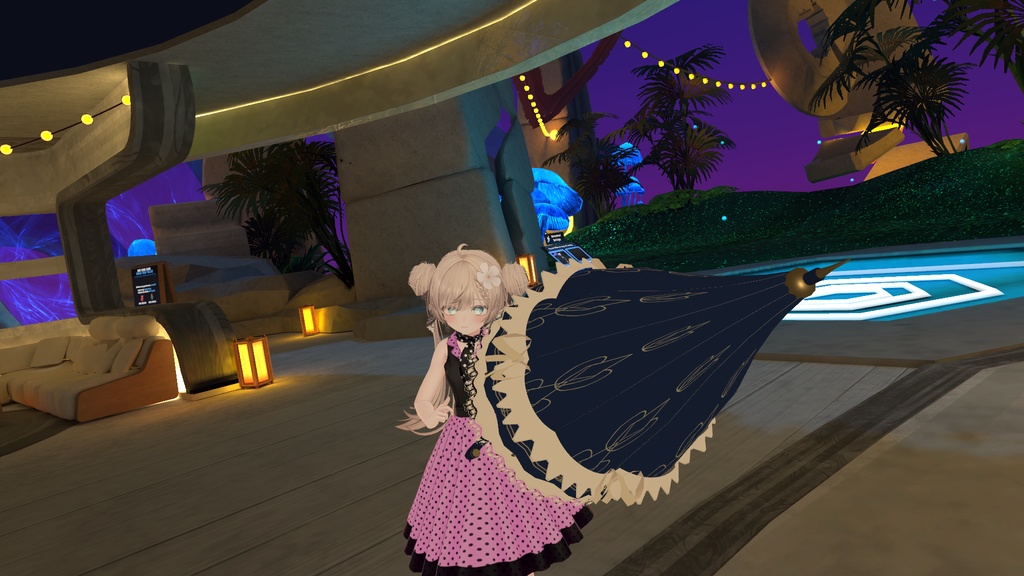 【VRChat想定】【期間限定無料】花柄レースの日傘