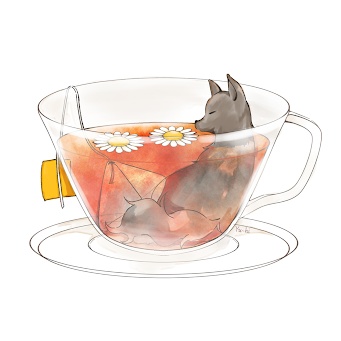 きつねの飲みもの【アクリルキーホルダー】