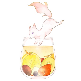 きつねの飲みもの【アクリルキーホルダー】