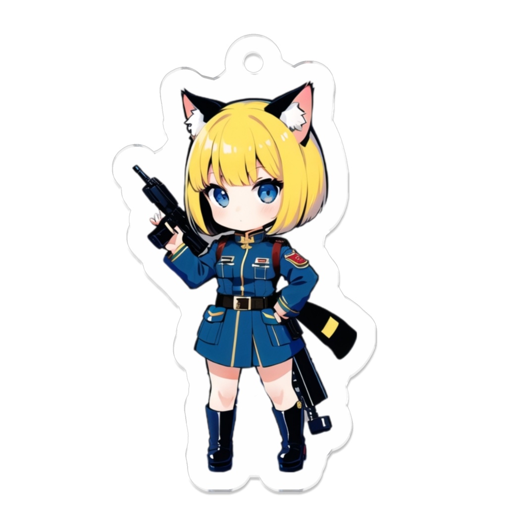 ミリタリー ねこみみ娘 キーホルダー