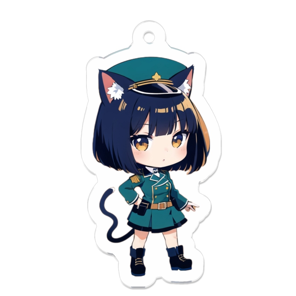 ミリタリー ねこみみ娘 キーホルダー